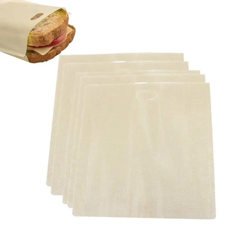 Non Stick Toaster Bags 5pcs Heat Resistant Grill Cheese Toaster Bag Non Stick Toaster Sleeves For Sandwiches Pastries Pizza