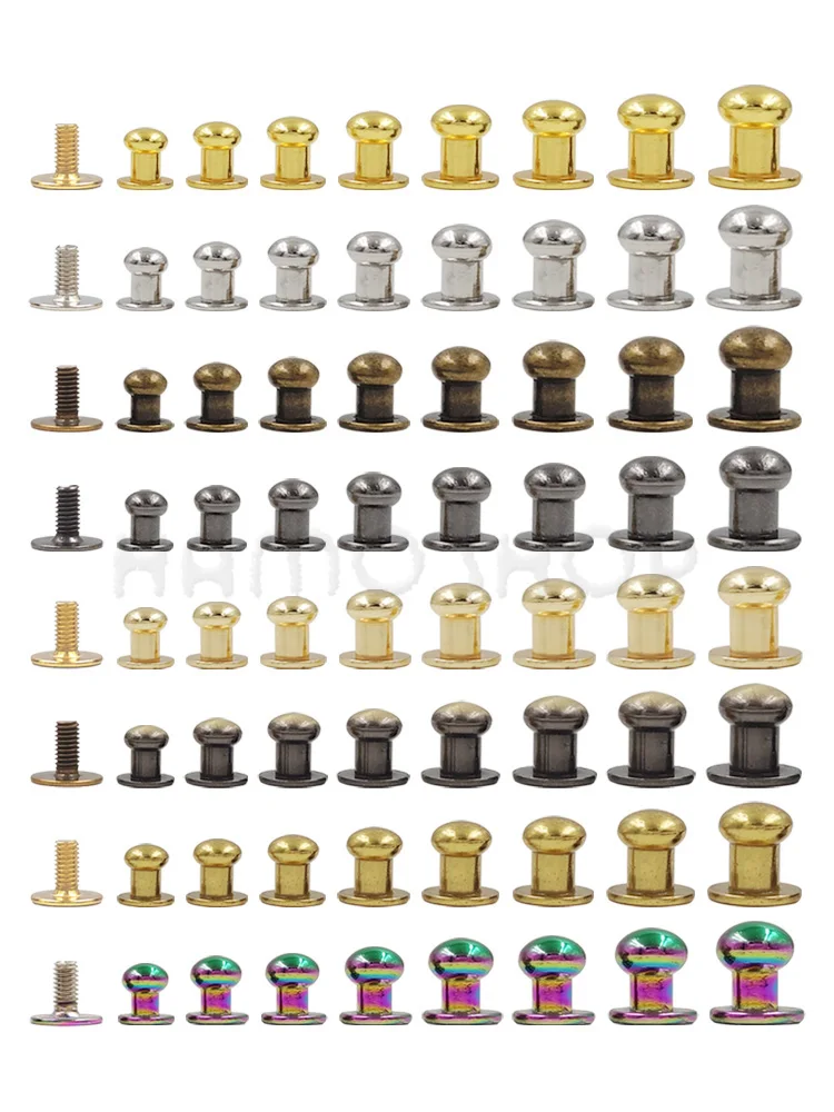 20 ensembles de Rivets à tête ronde en alliage métallique, pointes à vis, goujons, artisanat de bricolage, ceinture en cuir, bracelet de montre, décoration, boucles d'ongles