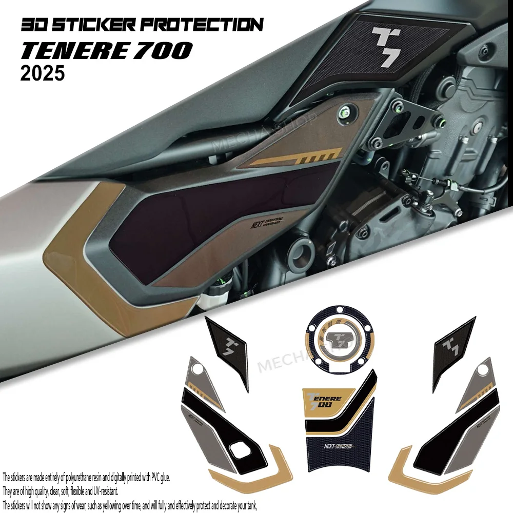 

For Tenere 700 Sticker Tenere700 Accessories T700 Rally 2025- Motorcycle Tank Pad Protection 3D Resin Stickers