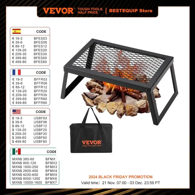 VEVOR 18/24in Barbecue Charcoal Grill Outdoor Home Appliance for Outdoor Cooking Camping Picnics Beach