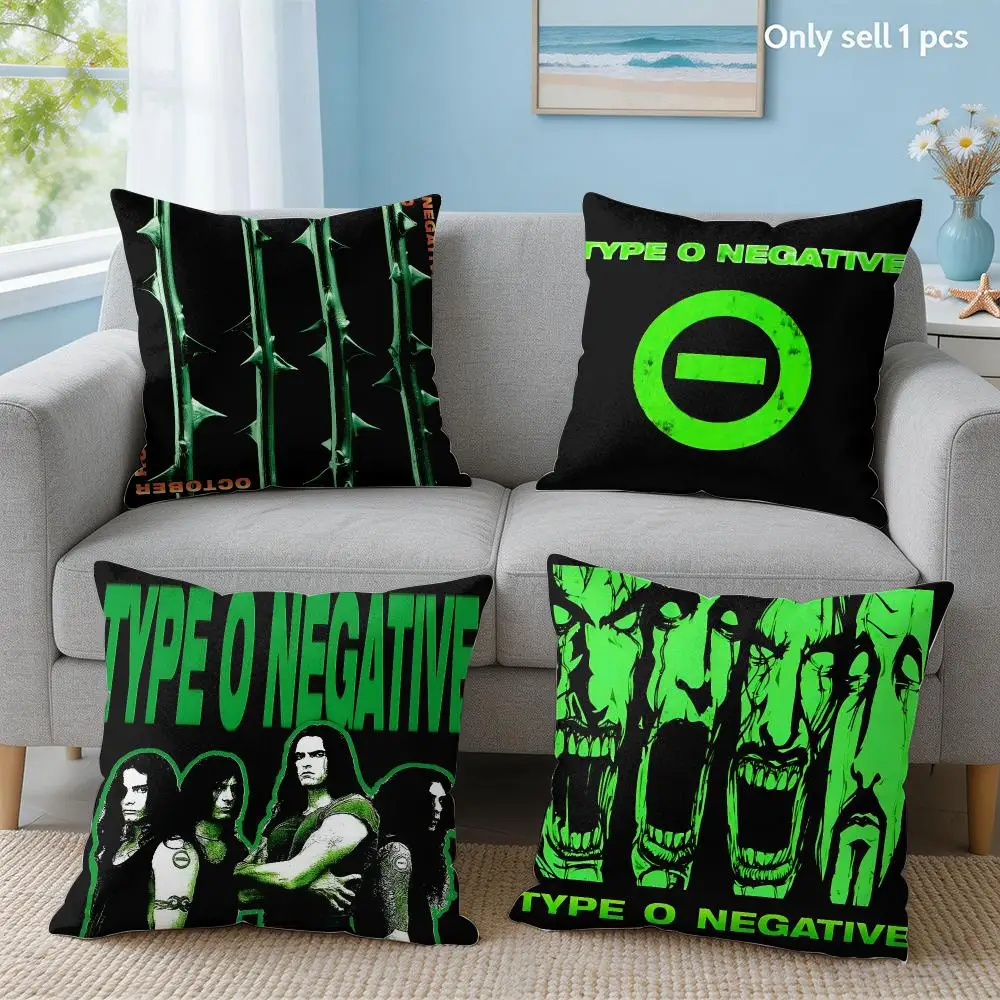 Band Logo T-Type O Negative Cushion Cover Soft Short Plush Throw Pillow Cover Hidden Zipper Cutecore Sofa Bedroom Home Decor
