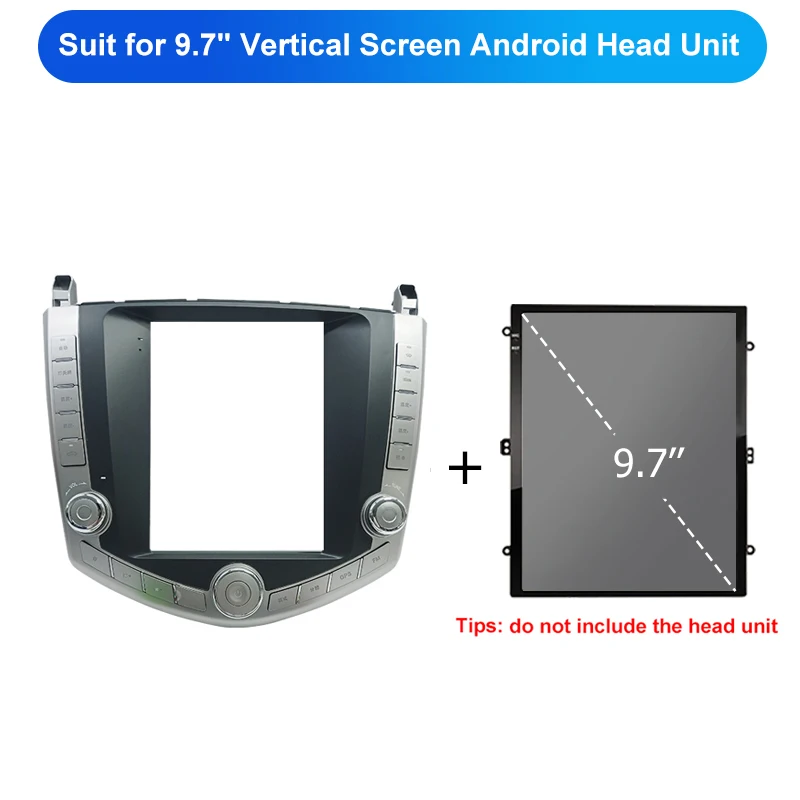Kenvox 9.7' Tesla Vertical Screen Car Radio Fascia Frame for BYD S6 Dash Kit Install Panel Wire Harness Adapter