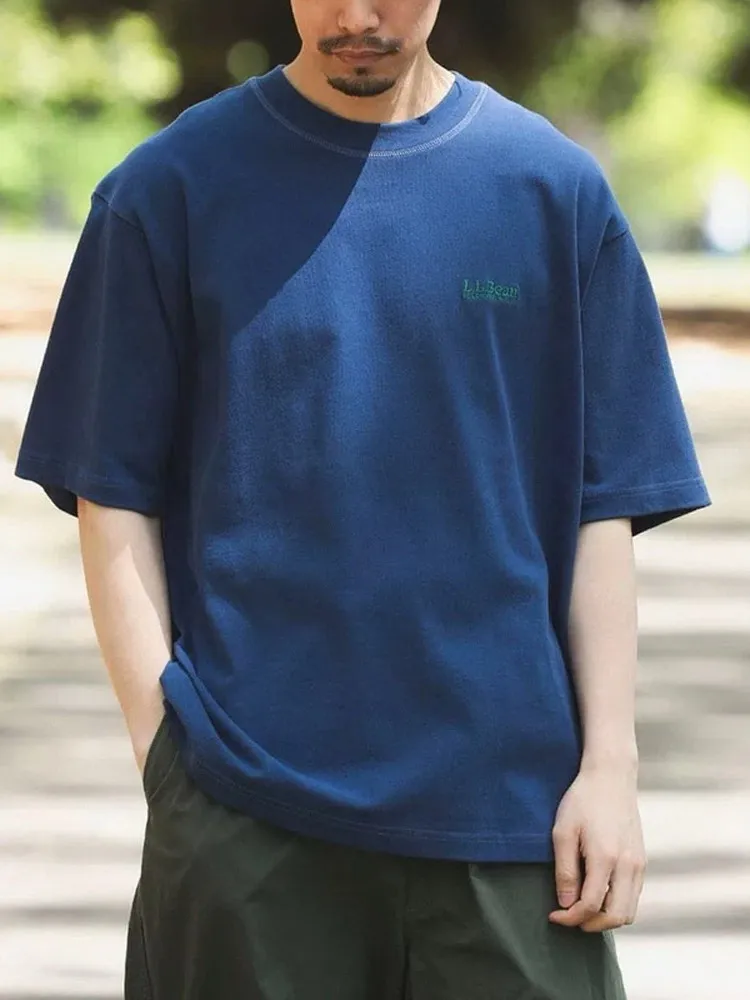 

Loose Fit Men's ort Sve T-irt Retro Cotton f Sve Embroidered Logo Japanese Sle Casual Summer Faion Tee