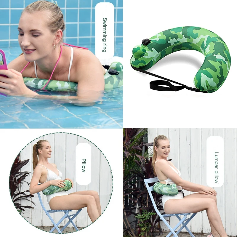 Swim Belt Inflatable Swim Ring Portable Swim Trainer Pool Float Travel Neck Pillow Adults