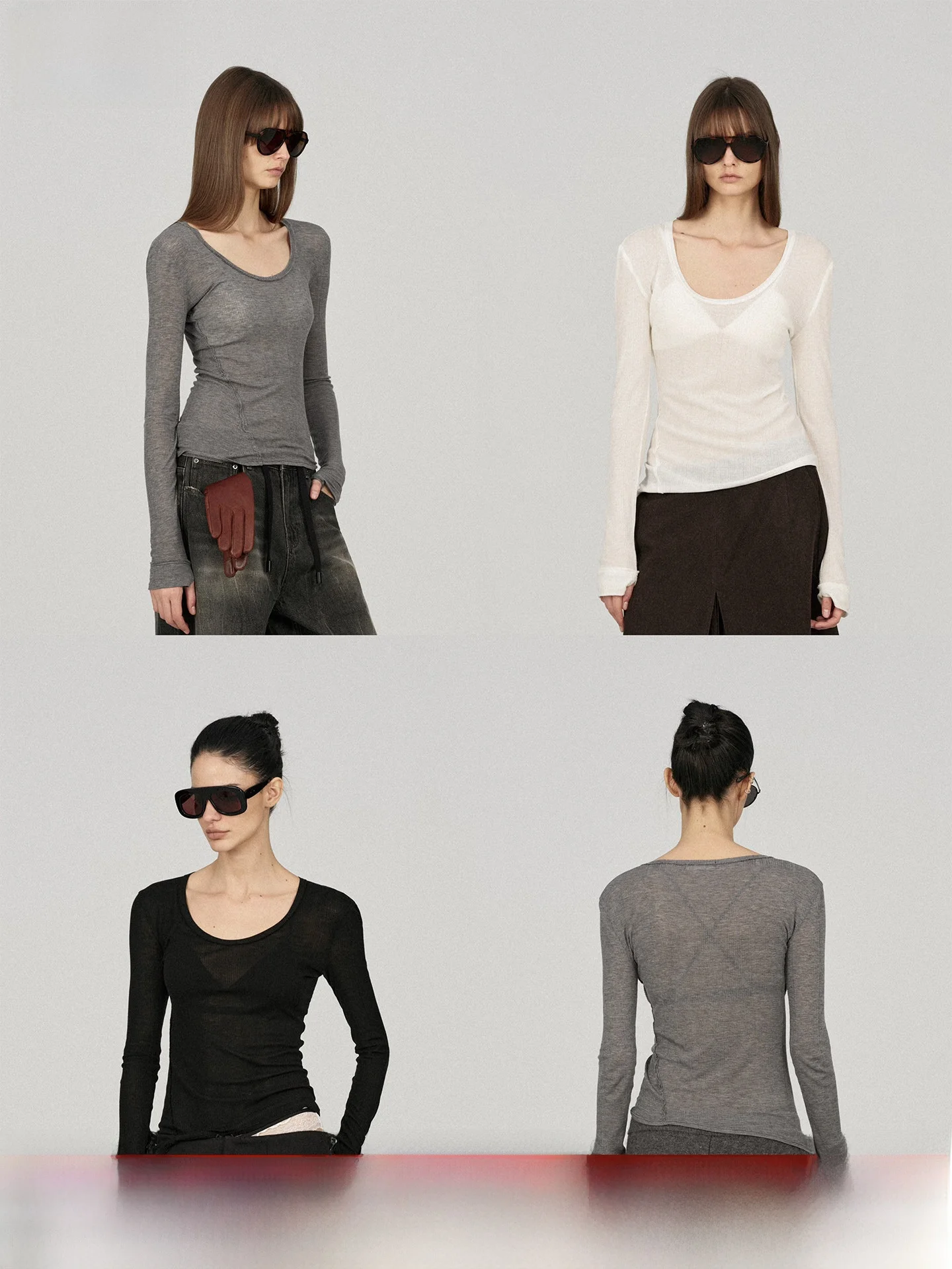 

Футболка Acense Studio Slim Fit с круглым вырезом, асимметричным кроем, из шерсти и лиоцелла, с длинным рукавом, женская, повседневная, для ежедневного использования