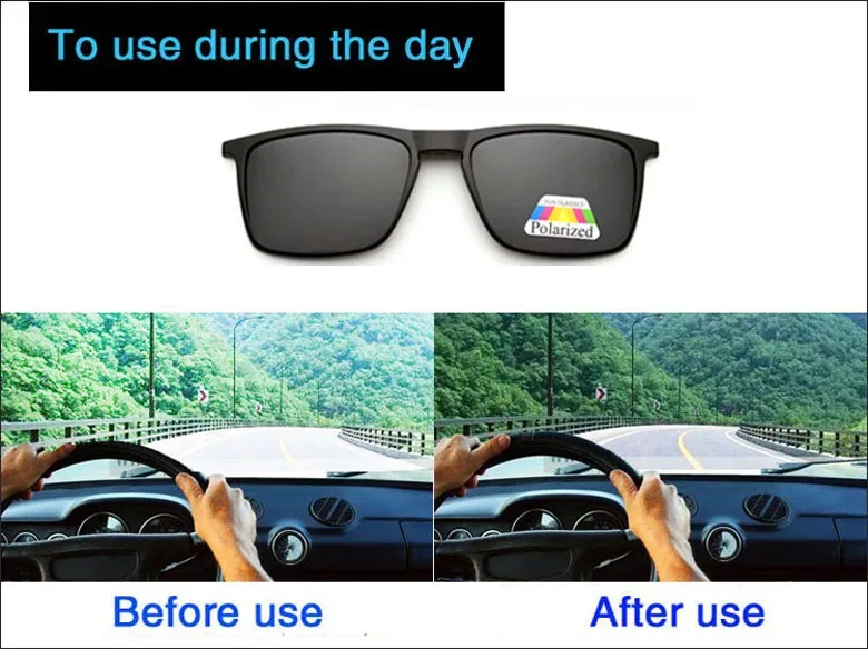 Magnet Clip On Brillengestell Sonnenbrille Hochwertige polarisierte Sonnenbrille Herren Myopie Brille Lesebrille Clip On Hyperopie – Detail 1