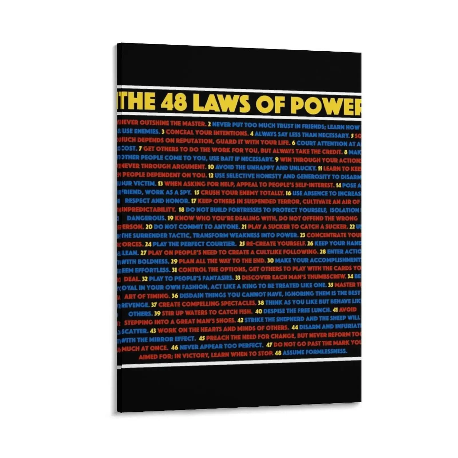 

The 48 Laws Of Power Poster Self Help Canvas Painting room decorations poster wall decoration paintings