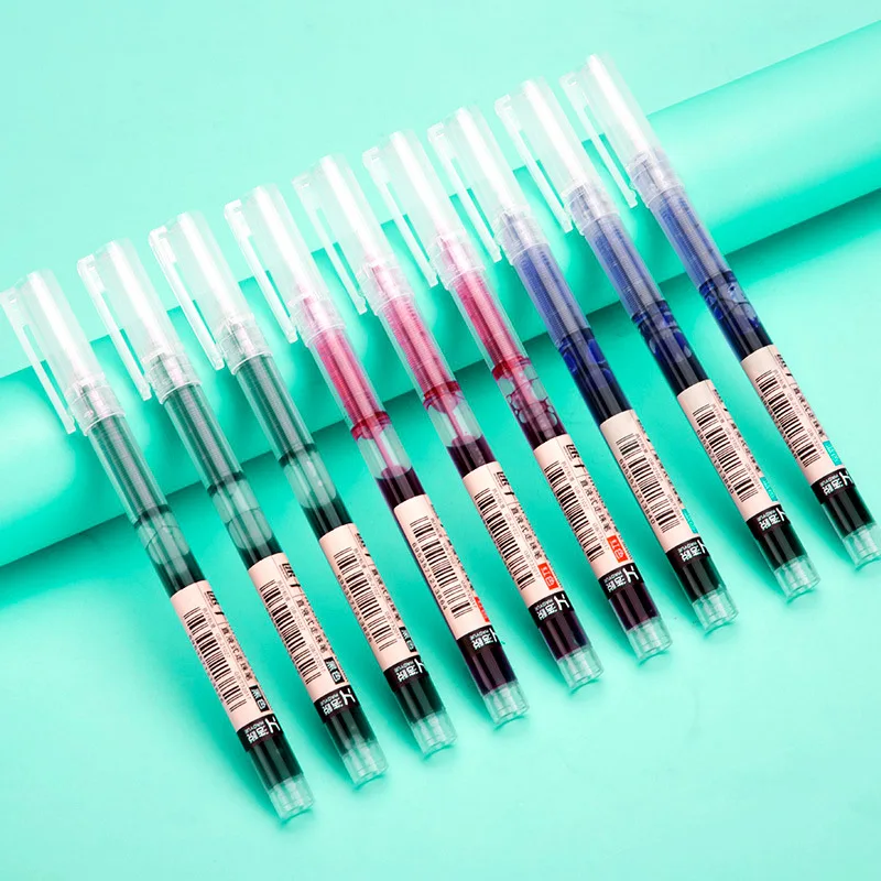 50Pcs Straight Liquid-Type Full-Needle Gel Pens for Students Colorful Signature Pens Quick-Drying Rollerball Pens Bulk Wholesale