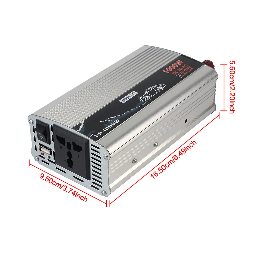 1000W 12V to 110V 220V for Car Home Laptop Truck Pure Sine Wave Power Inverter Electronic Voltage Transformer