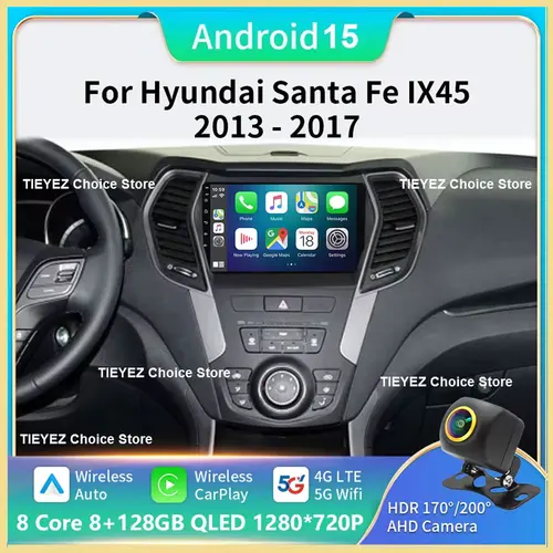 Para Hyundai Santa Fe 3 Grand IX45 2012 - 2017 Android15 Carplay Radio de coche navegación GPS reproductor Multimedia WiFi + vídeo estéreo 4G