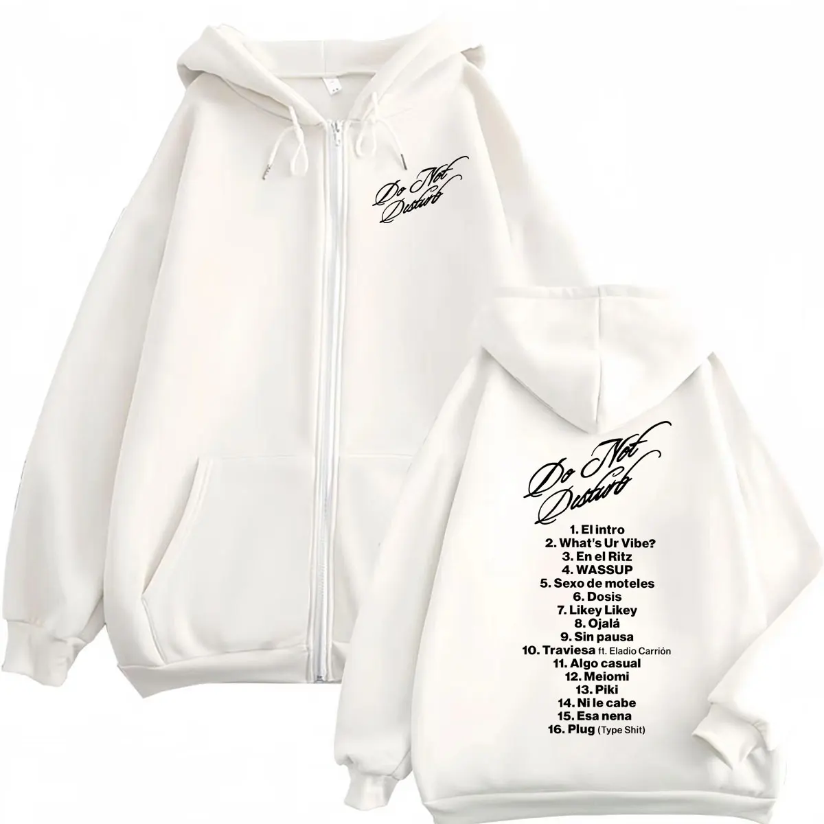 Rapper Young Miko Do Not Disturb Print Zipper Hoodies Fashion Hip Hop Zip Up Pullovers Men's Women's Casual Oversized Sweatshirt