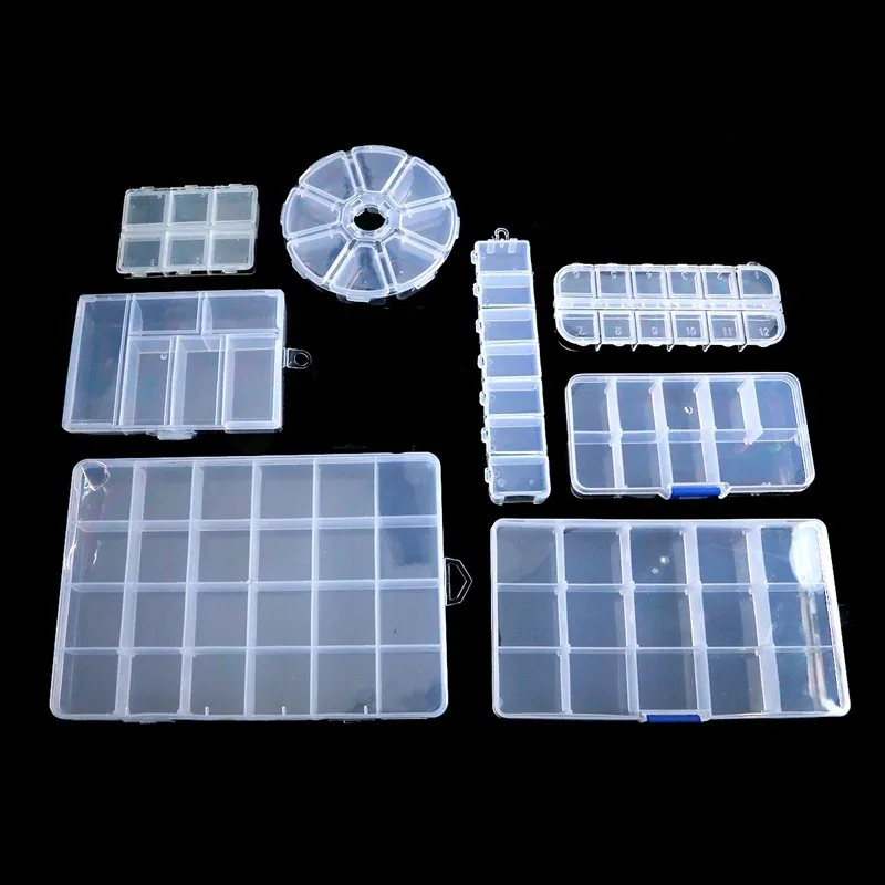 Transparent 8 Style Plastic Storage Jewelry Box Compartment Storage Case Jewelry Earring Bead Craft Display Container Organizer