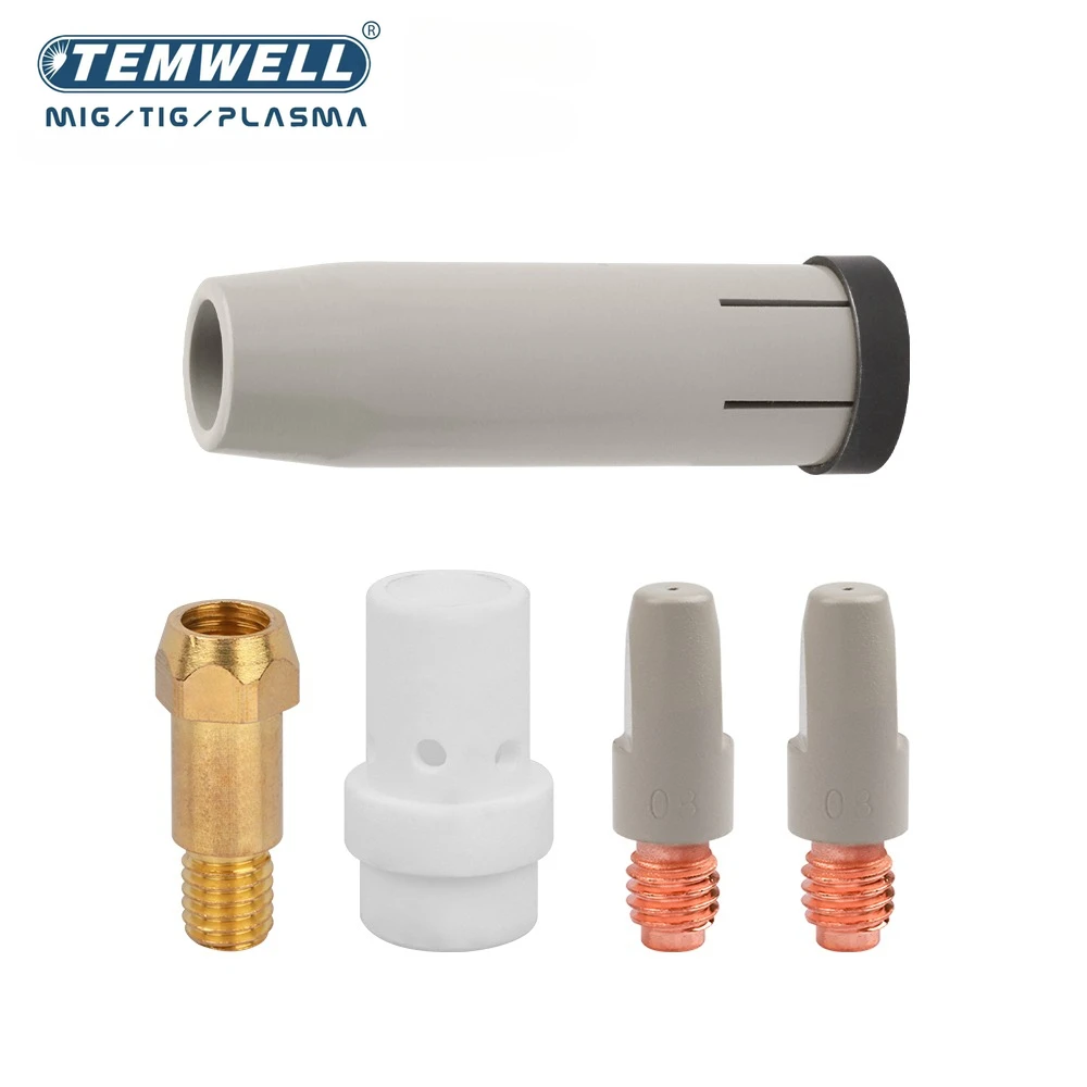 TEMWELL 5PCS 36KD Coating Protection nozzle  0.8/1.0/1.2mm MIG Torch Gas Nozzle Tip Holder of 36KD MIG MAG Welding Torch