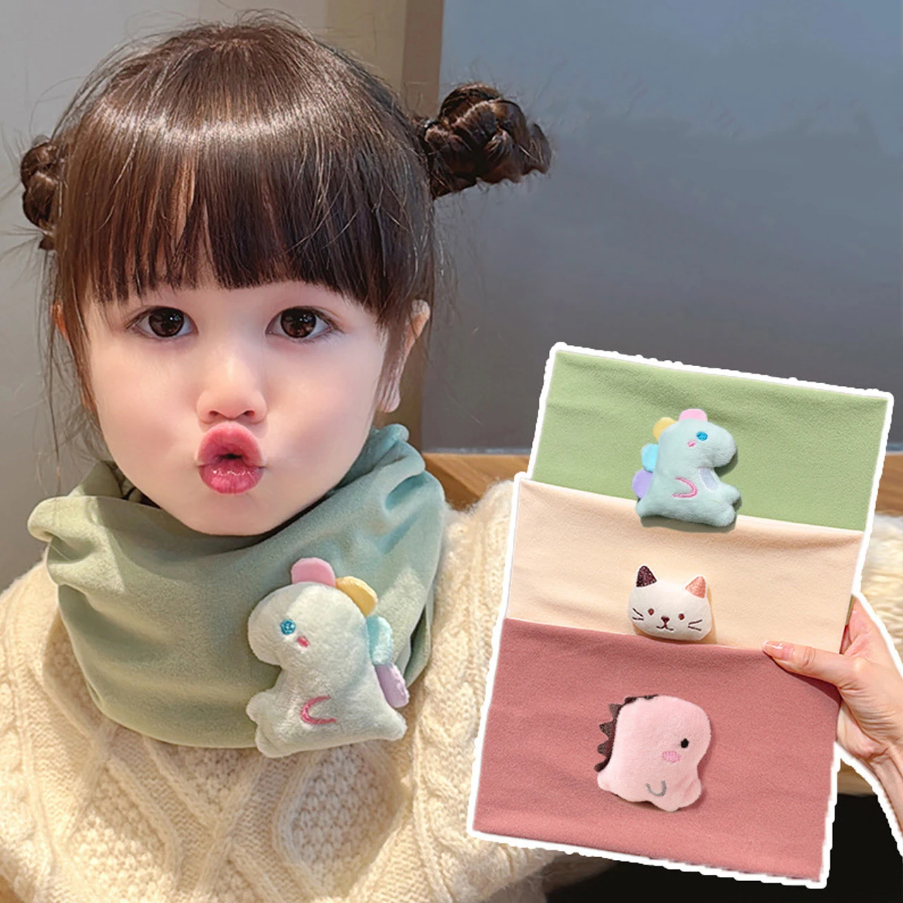 

3Pcs/Set Winter Warm Infant Toddler Neckerchief Cute Cartoon Animals Kids Boy Girl Neck Covers Soft Scarf