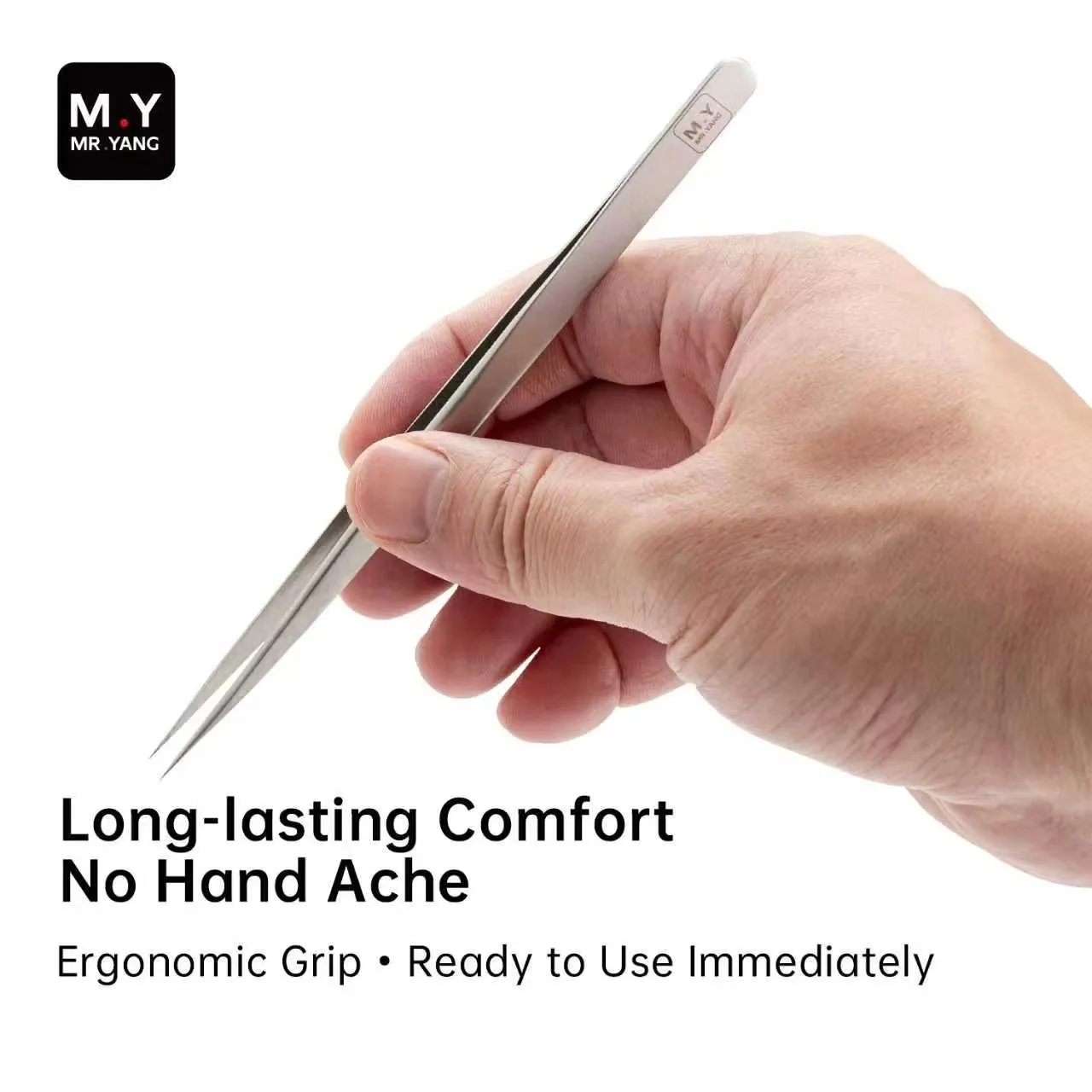 YCS M. Yang Ultra Fine Precision Pointed Tweezers Seamless Tip Non Slip Grip Ergonomic Handle for Phone PCB SMD Repair Tool
