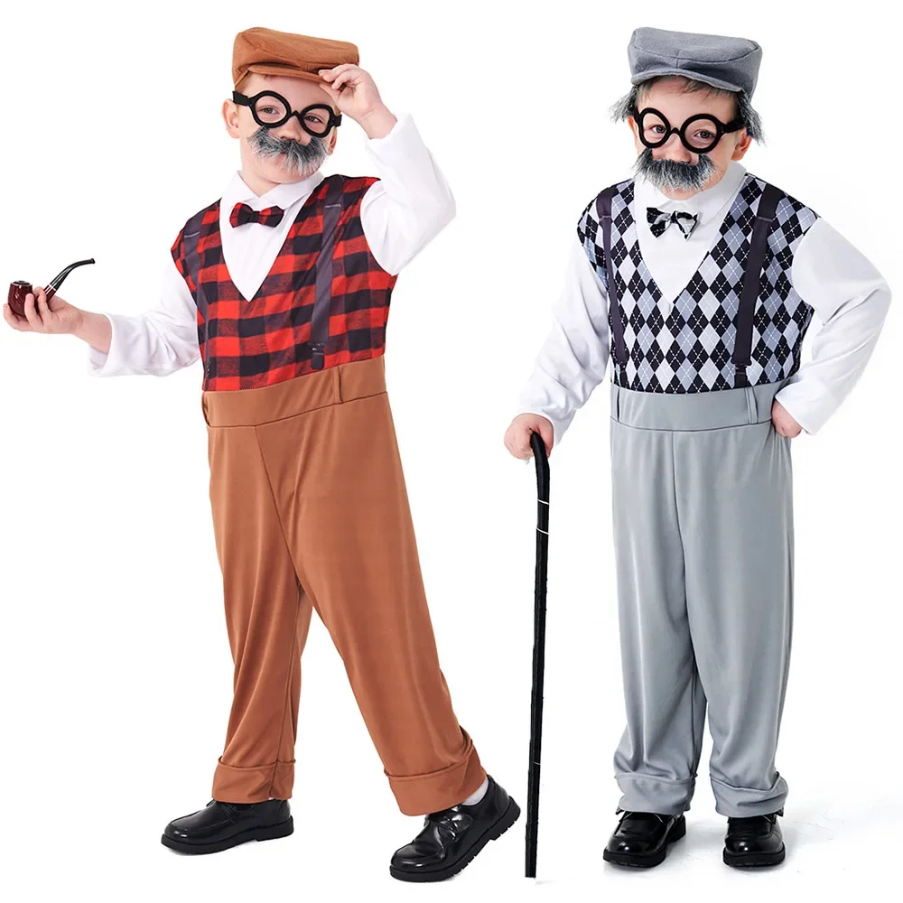 

Boys The Elderly Grandpa Cosplay Costumes Children's Day Stage Grandfather Costume Outfit
