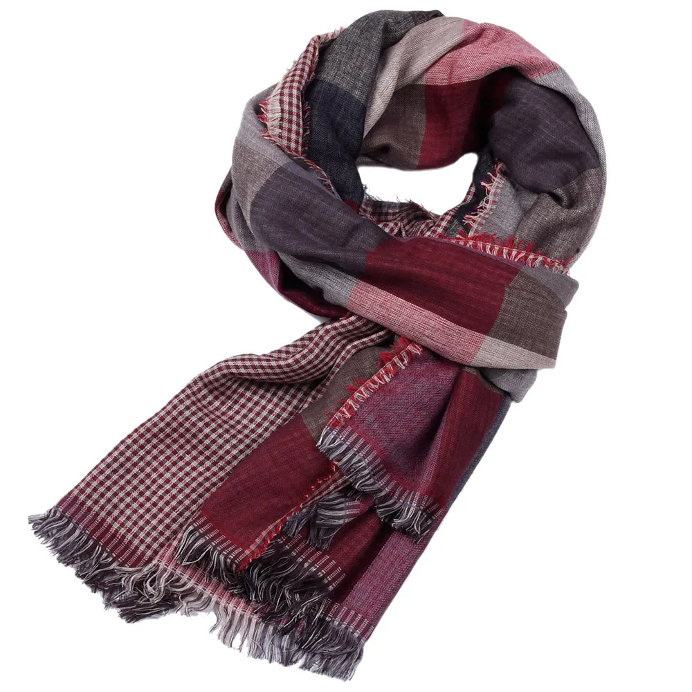 

Men Scarves Autumn Winter Cotton Scarf Men Plaid Red Coffee Blue Warm Long Fashion Brand Mens Scarfs
