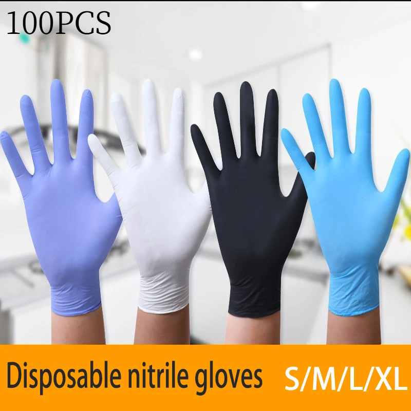 20/50/100PCS Multicolored Nitrile Disposable Gloves for Work Latex Free Home Cleaning Glove Textured Mechanic Tattoo Hair Gloves