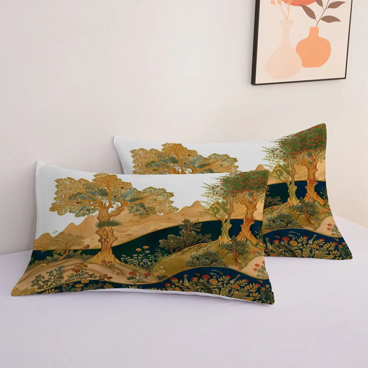 Cherry tree  Down comforter set large size  Mountain Cherry tree  Printed duvet cover 3-piece set with 2 pillowcases