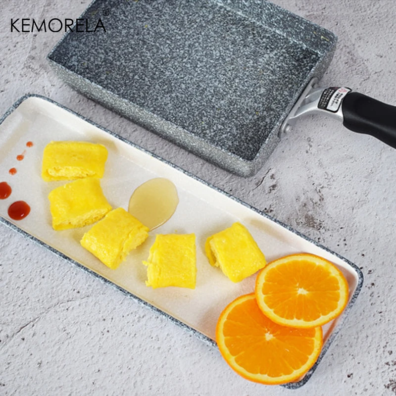 Japanese Medical Stone Frying Pan Tamagoyaki Omelette Black Non-Stick Pan Fry Egg Pan Pancake Kitchen Pot Use For Gas Cooker