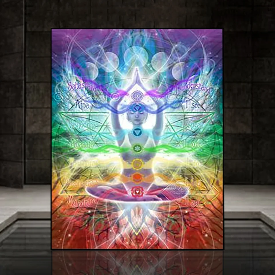 

Seven Chakras Pictures 5D Diamond Painting Kits Full Square/Round Diamond Mosaic Yoga Poster Rhinestone Embroidery Home Decor