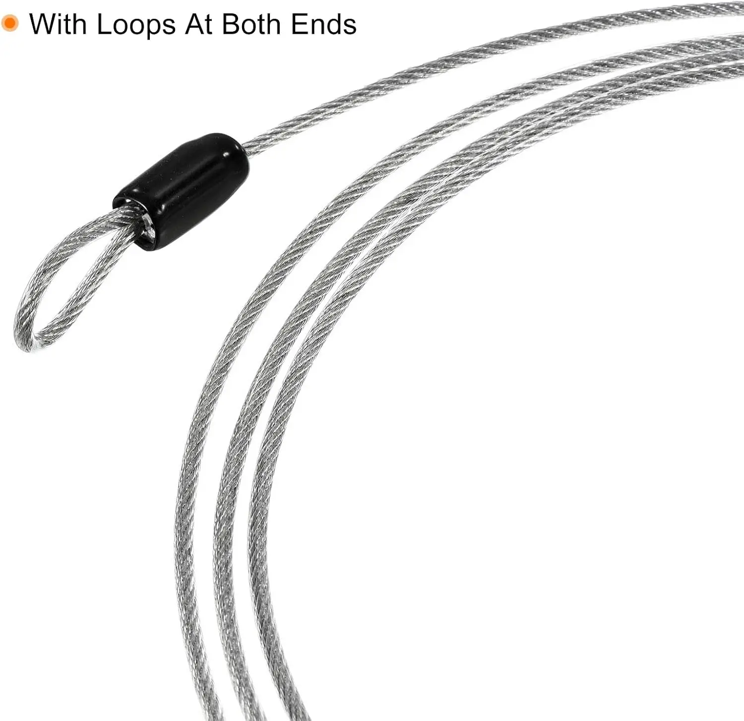 Security Steel Cable 2.5mm x 0.5m/1.64ft Coated Luggage Lock Wire Rope with Double Loop 2 Pack for Luggage Outdoor Gear and Gate image 4