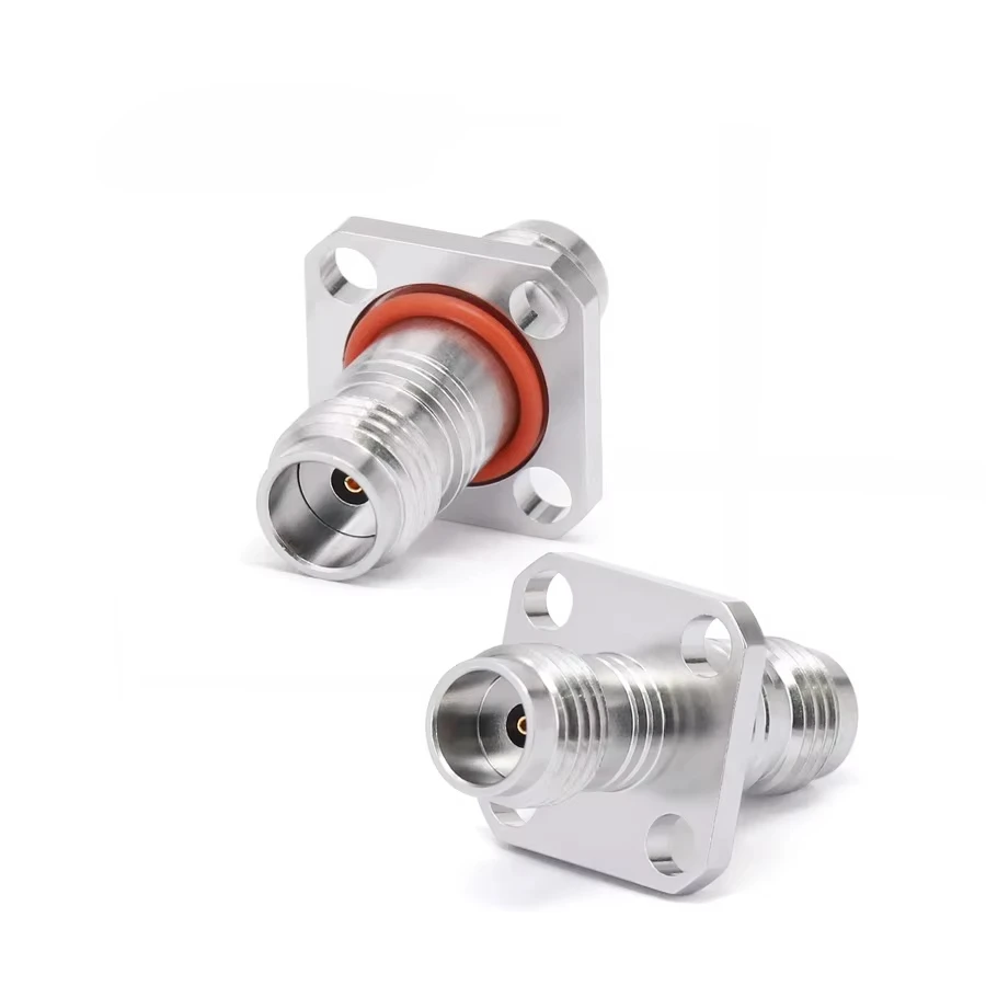 High Frequency Millimeter Wave RF Adapter 1.85mm Female to 1.85mm Female 4 Hole Flange Stainless Steel for DC-67GHz