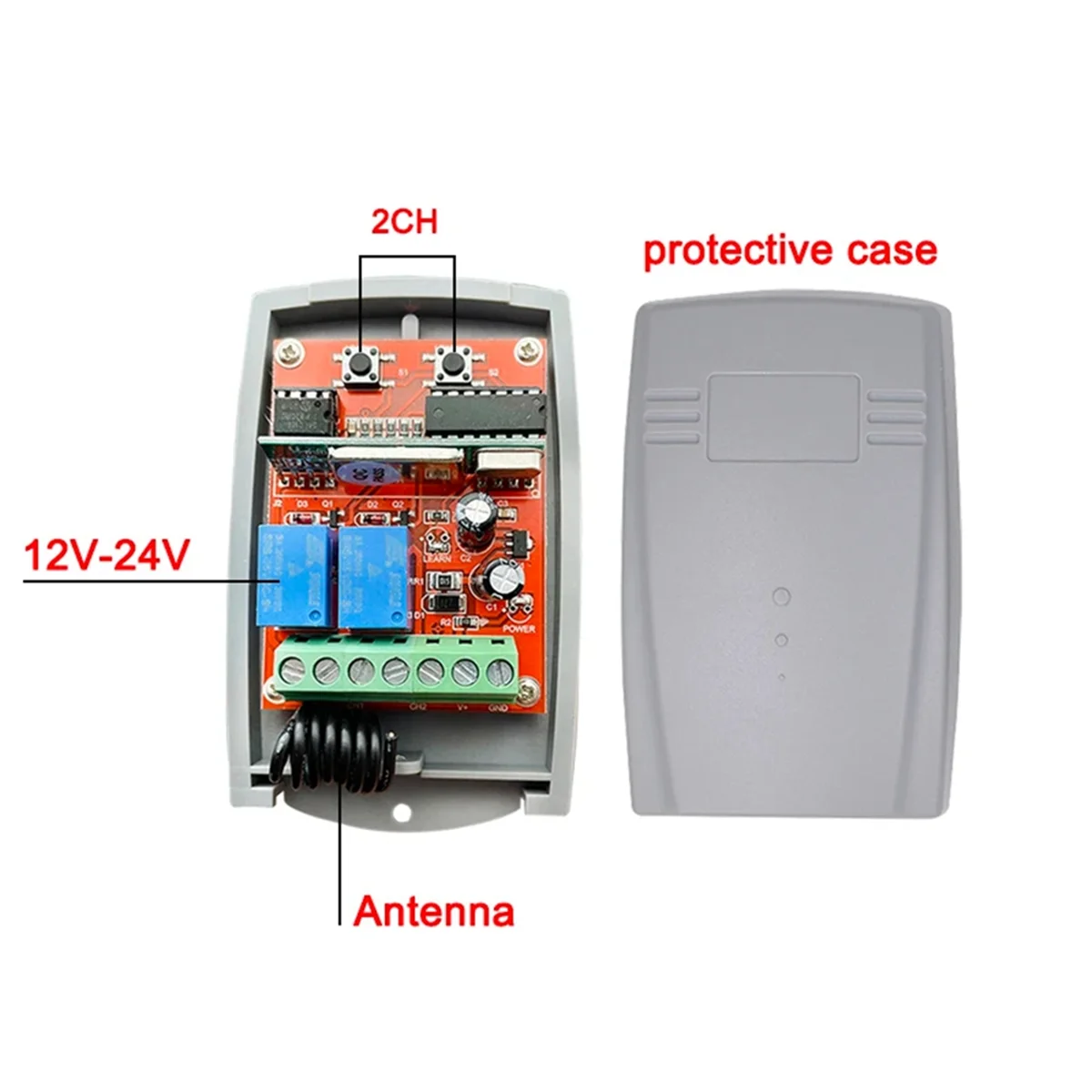 Receptor de Control remoto Universal para puerta de garaje, abridor de Control de puerta eléctrica de 433MHz12V-24V, código de aprendizaje rodante de 433,92 MHz