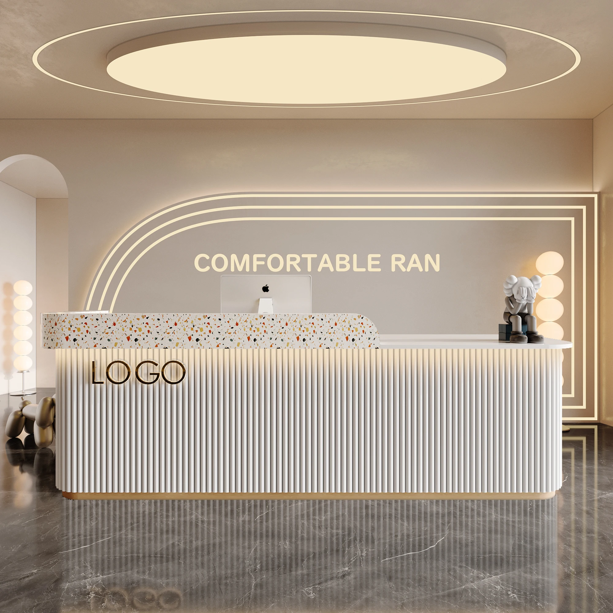 

Simple Light Luxury Rounded Corner Cashier Beauty Salon Medical Company Front Desk Consulting Desk Clothing Store Counter