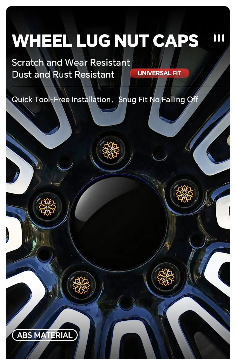 20 Stück 17mm 19mm 21mm Auto-Radmutternkappen, Universelle Schwarze Radnaben-Schutzkappen, Reifenmutternkappen, Radmutternabdeckungen – Detail 1