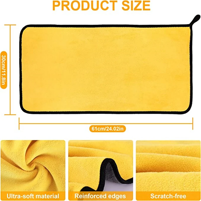 30x60CM Microfiber Car Towel Super Absorbent Car Wash Cloth Drying Rag for Cars Polishing Household Window Cleaning Tools