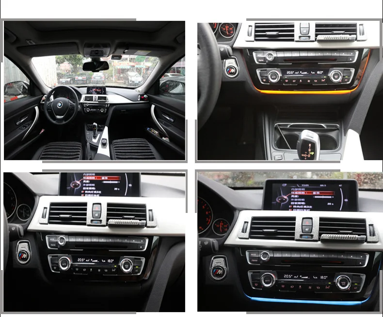 Für BMW 3er 4er Serie F30 F32 F33 F34 F36 2-Farben Mittelkonsole AC-Panel Ambiente Radio-Verkleidung LED Armaturenbrett Atmosphärenlicht – Detail 2