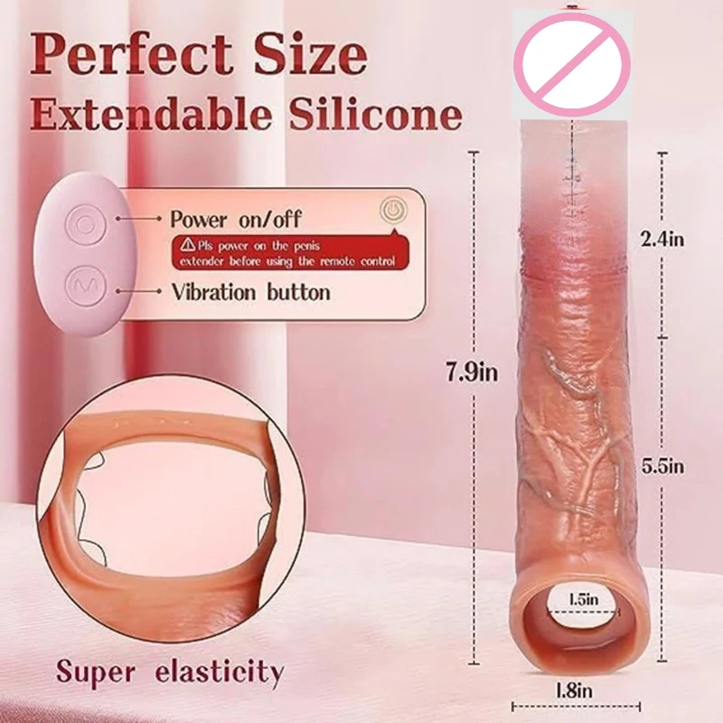 Vibrator for Men Enlargement Penis Extender Sleeve Reuseable Condom Delay Ejaculation Sex Toys For Men Penis Enlargement 18+