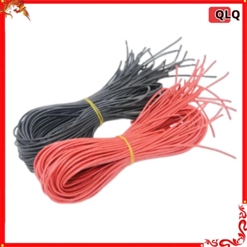 10 Meter/Lot High Quality Wire Silicone 10 12 14 16 18 20 22 24 26 28 30awg 5m Red And 5m Black Color