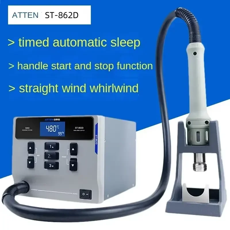 ATTEN ST-862D Hot Air Soldering Station Lead-free 110V 1000W BGA Rework Station Sleep Desoldering Station PCB Chip Repair