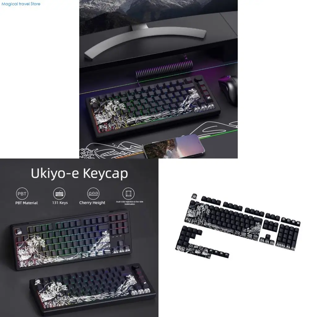 N2UB 127Key Side Print Keycaps Fynmi Ukiyo e Cherries for Mechanical Keyboards