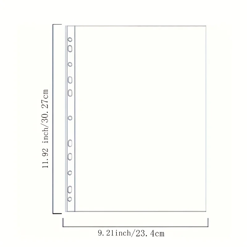 200pcs A4 Transparent Sealing Pocket, 11-Hole Durable File Cover, Ring Binding Folder Top  - a Must for Office File Organization