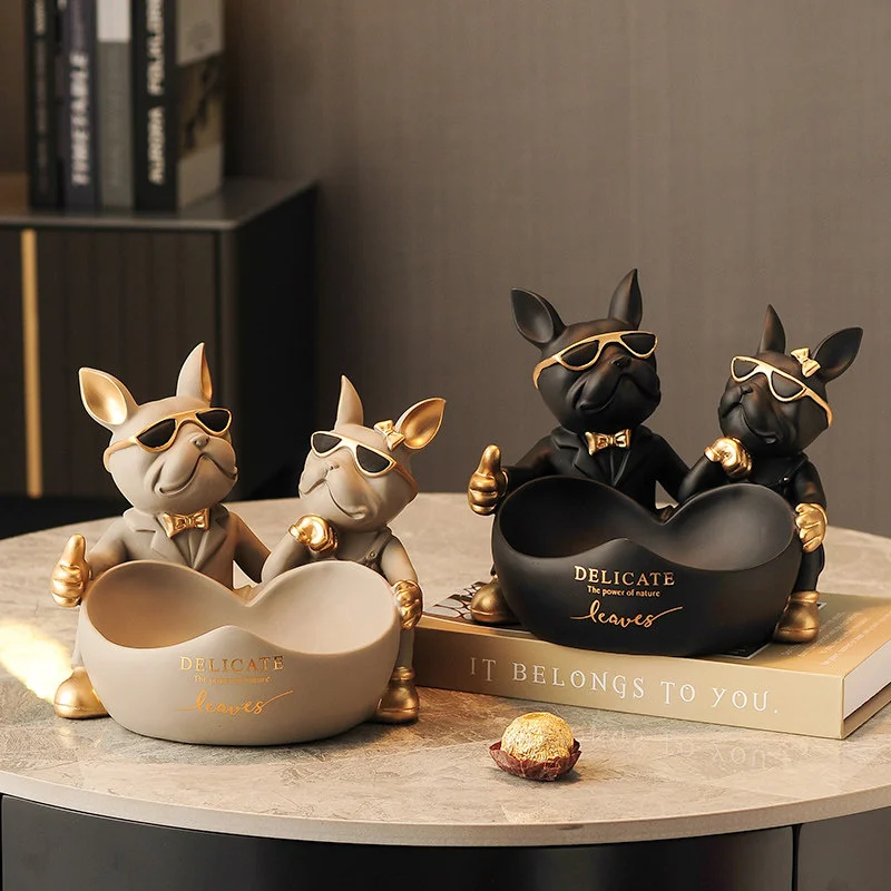 French Bulldog Lover Sculpture Storage Box Decor Home Dog Statue Resin Ornaments Animal Figurines Living Room Table Decoration