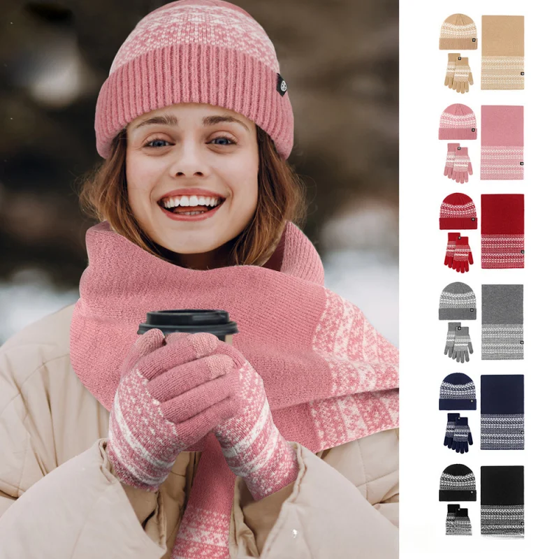 

Winter Hat Scarf Gloves Set three-pieces , Knitted Balaclava, Thermal Skiing Cycling Outdoor Sports Accessories