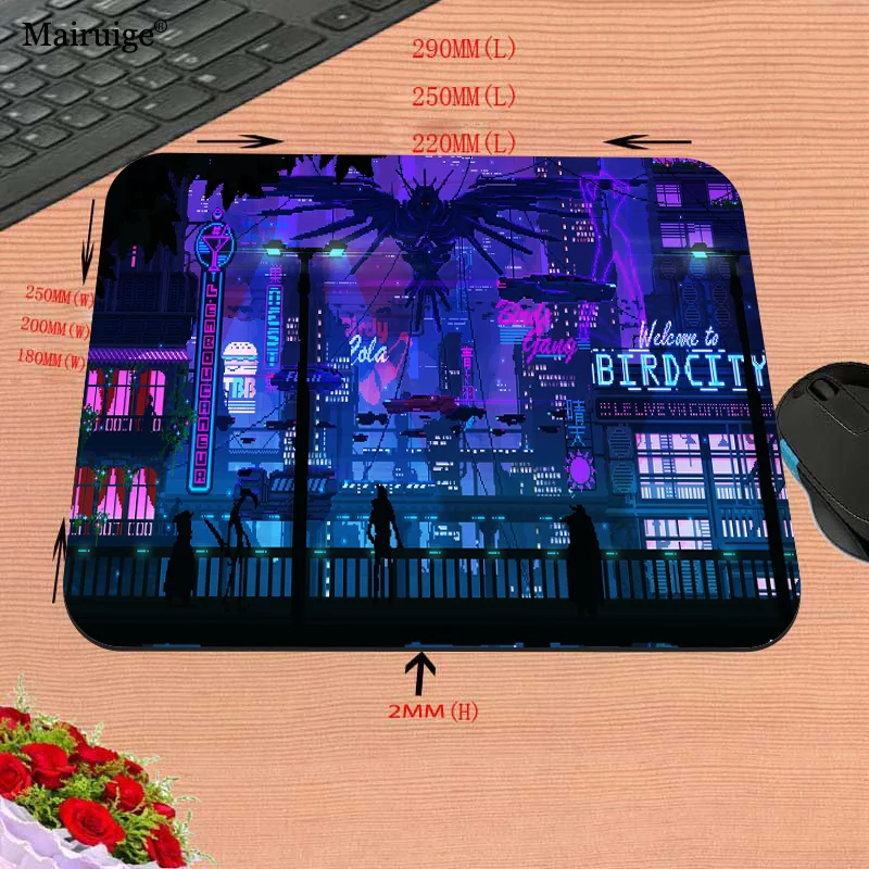 Vaporwave Neon City Street Mousepad Play Mats Pc Accessories Gamer Rubber Computer Carpet Office Desks Decoration Desk Mat