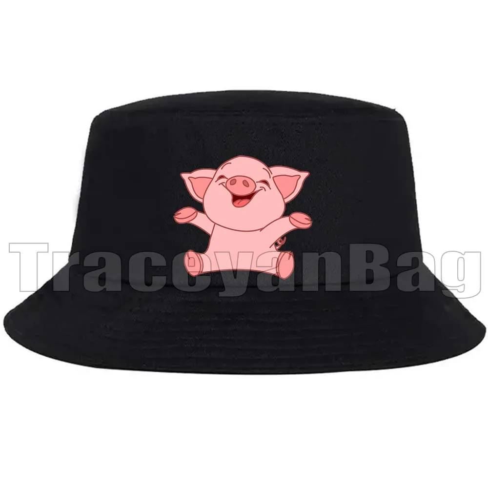 

Kawaii Heart Pink Pig Bear Cute Animal Lovely Cartoon Summer Beach Bucket Hat Outdoor Sunscreen Men Women Sun Caps Fisherman Hat