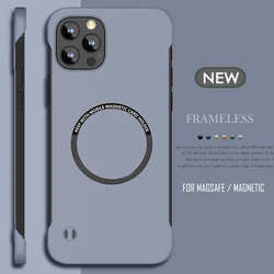UltraThin Frameless For iPhone 14 15 Pro Max Plus 13 12 11 Pro Mini XS Max Magsafe Magnetic Wireless Charging Hard PC Case