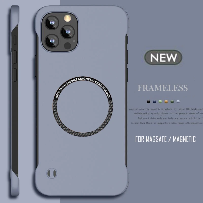 Ultra cienka bezramkowa obudowa do iPhone'a 14 15 Pro Max Plus 13 12 11 Pro Mini XS Max Magsafe Magnetyczne bezprzewodowe ładowanie Twarde etui na komputer PC