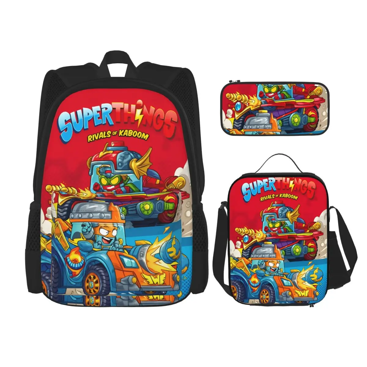 SuperThings Cartoon 3pecs/set Backpack for Teenage Super Zings Kindergarten Shoulder Bag Lunch bag Pencil Case