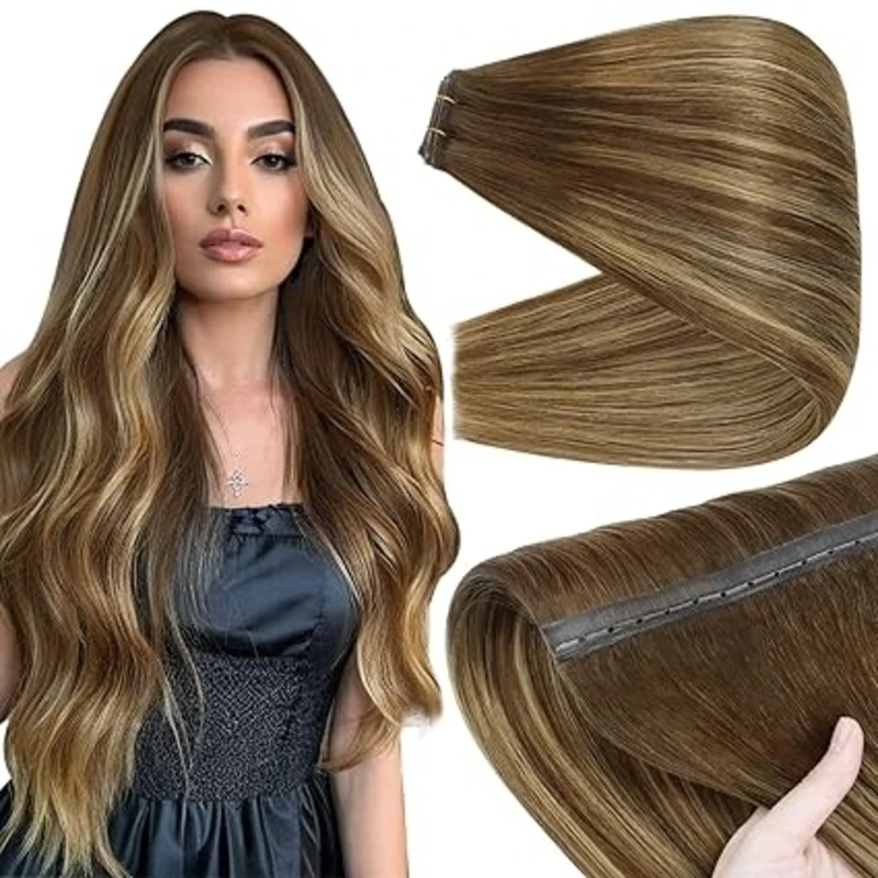 Volledige Glans 100 Gram Vlinder Inslag Hair Extensions Echt haar Onzichtbare Pu Gat Inslag Extensions Hoogtepunt Genius Inslag Haar