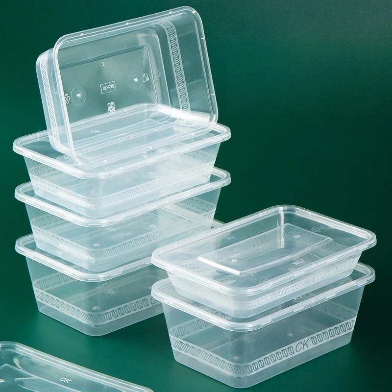 

Disposable Food Grade Takeout Containers with Lids Transparent Rectangle Round for Home Commercial Use