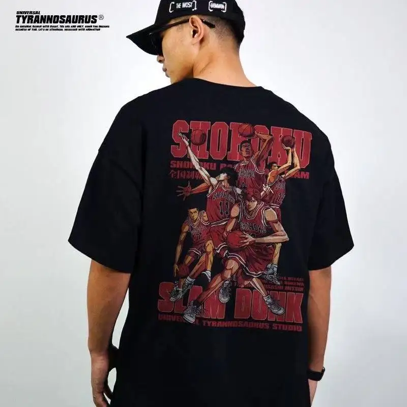 

Slam Dunk T-shirt 2025Summer Cotton Japanese Anime Harajuku Sports Short Sleeve Top Printed Streetwear Men and Women Couples