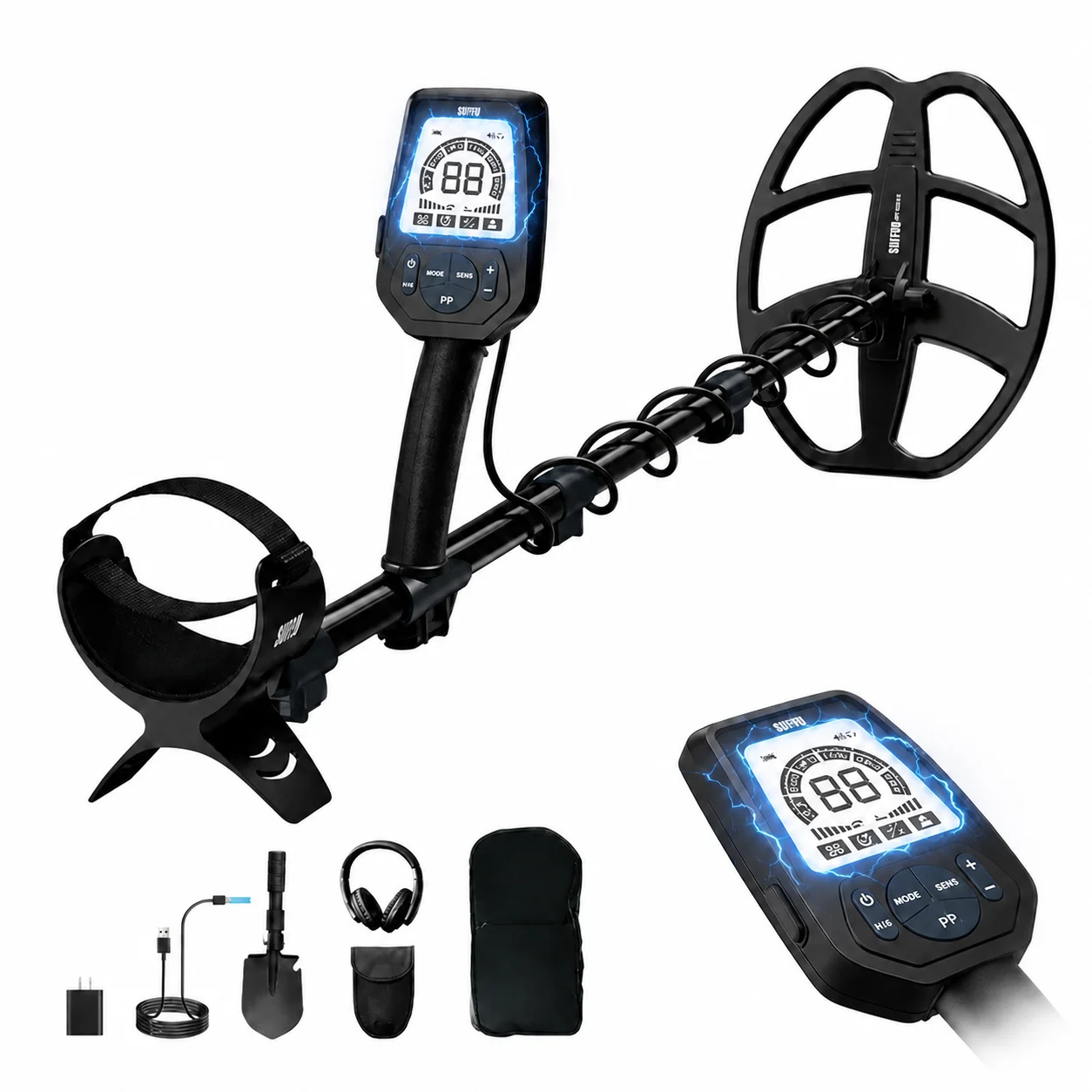 SUNPOW Professional Rechargeable Metal Detector, 11