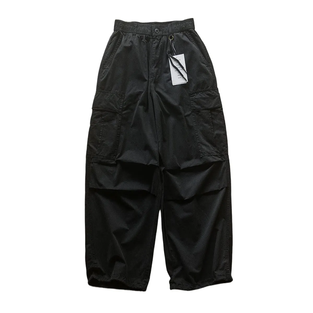 

Японские ретро-брюки-комбинезоны в клетку с эффектом батик, широкие штанины, регулировка на шнурке, в стиле парашютиста