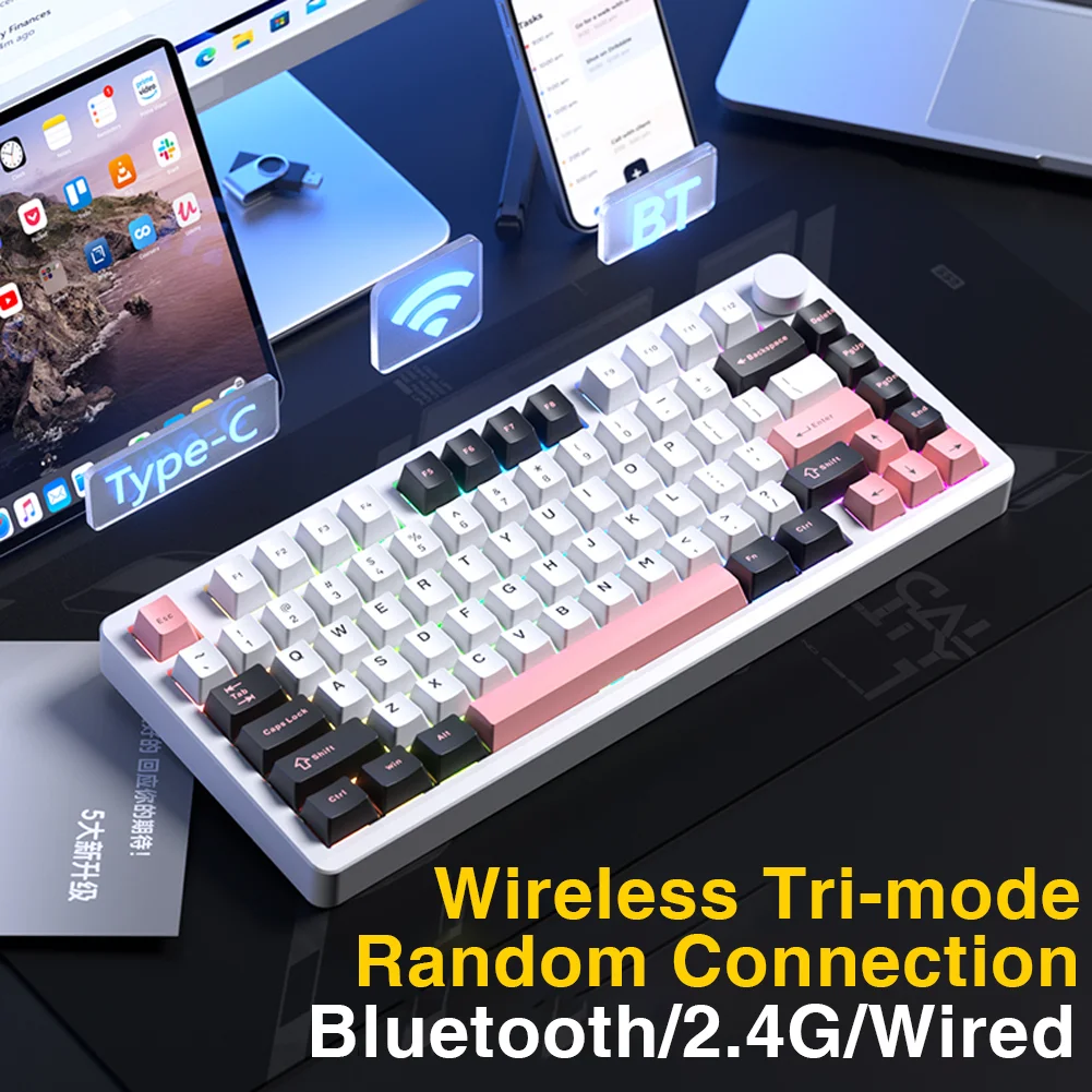 Imagem -02 - Leobog Hi8 Hi8se Teclado Mecânico de Alumínio Kit Barebone 75 Personalizado sem Fio Pinos Hot Swap Rgb Backlit Junta Teclado de Jogo